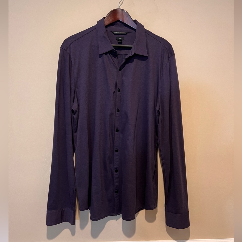 John Varvatos Luxe Men's Navy Lyocell/Cotton Button Down Shirt Size L